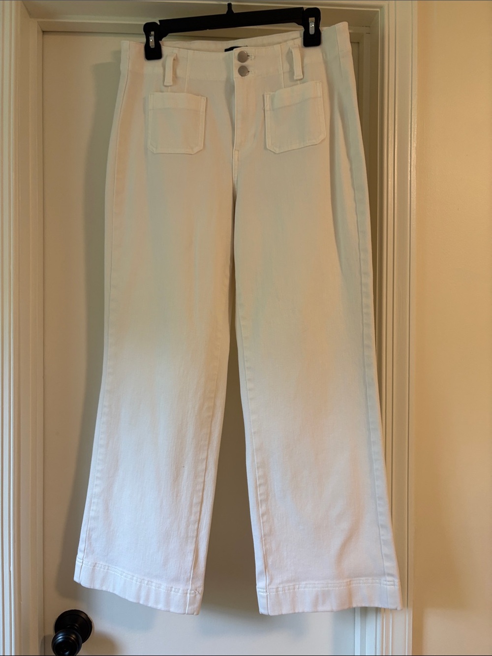 Talbots White Wide-Leg Jeans with Front Patch Pockets